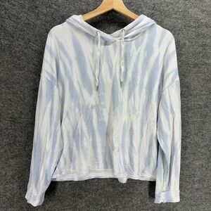 Rachel Zoe Hoodie Women L Large White Colorblock Hooded Long Sleeve Rayon Casual